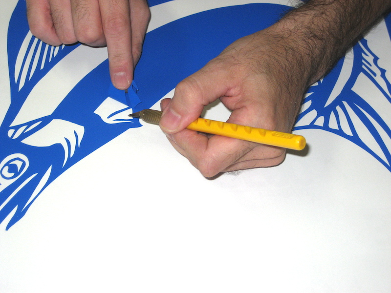 adhesivo recortado en plotter